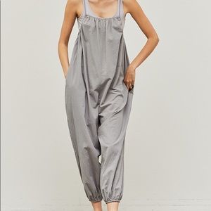 New from The King Kouture Gray Lightweight Cotton Jumpsuit Small